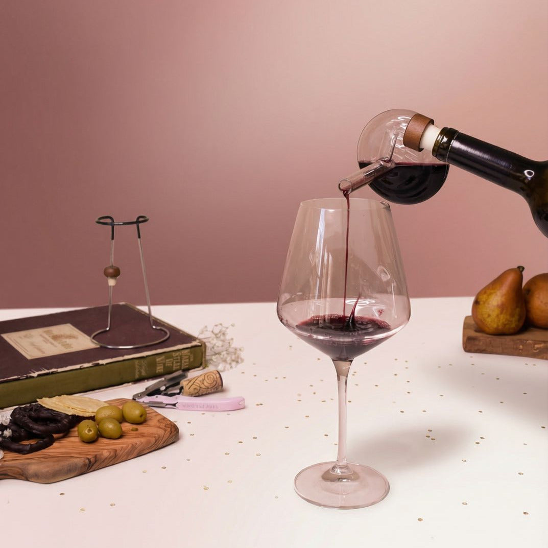 on the bottle mini wine decanter with red wine