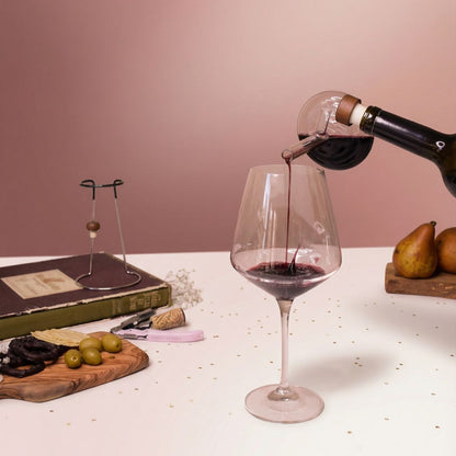 on the bottle mini wine decanter with red wine