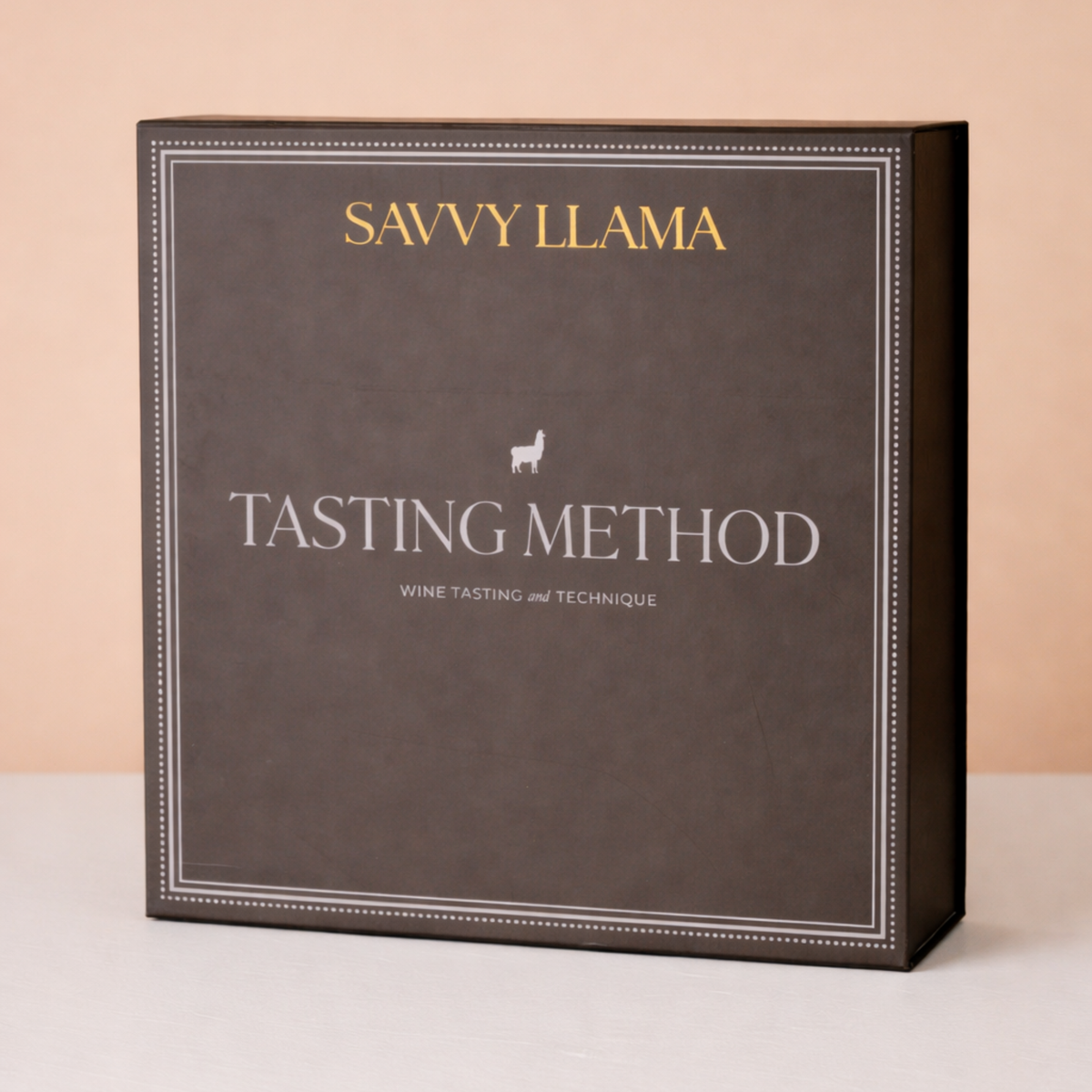 Kit No. 2 of the Savvy Llama Wine Confidence Program — the Wine Tasting Technique Kit, the guided wine tasting ritual that teaches women to taste and describe wine with grown-up wine words
