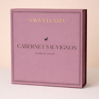 Savvy Llama Wine Confidence Program Cabernet Sauvignon guided party kit, the full-bodied red wine tasting experience in the guided wine confidence membership for women