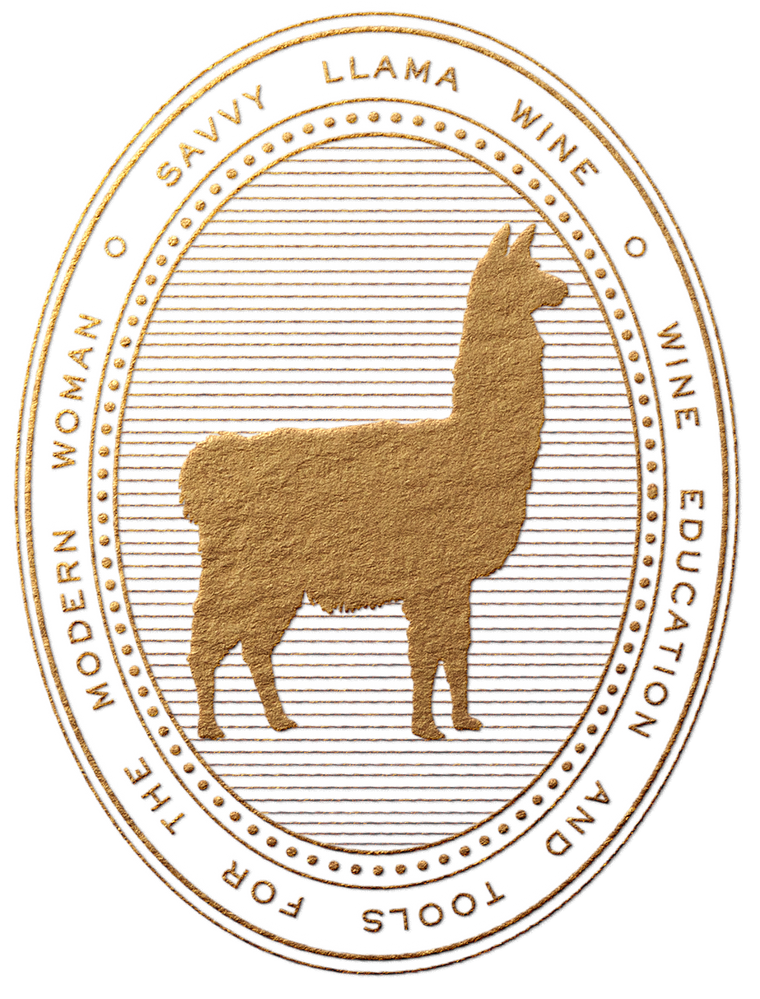 Savvy Llama Wine Education and Tools Submark Logo in Gold